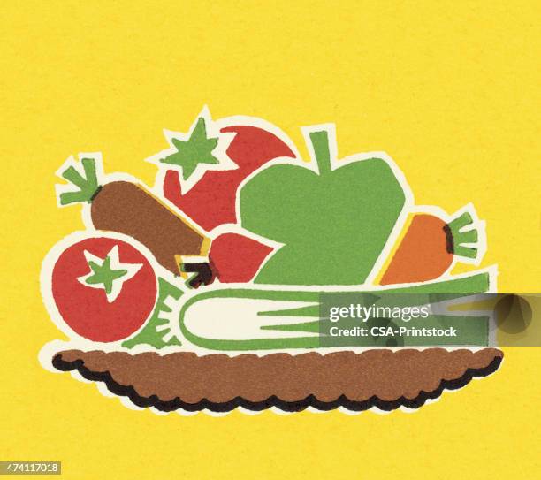 gemüse - korb stock-grafiken, -clipart, -cartoons und -symbole