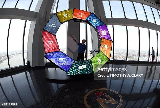 The City Pulse ring is seen at the One World Observatory May 20, 2015 during a media tour and preview in New York. This early visit to the...