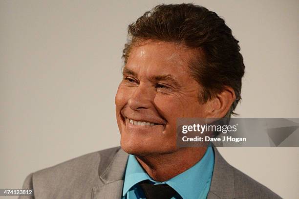 David Hasselhoff is interviewed by Laura Whitmore during the UK screening of "Hoff The Record" at The Empire Leicester Square on May 20, 2015 in...