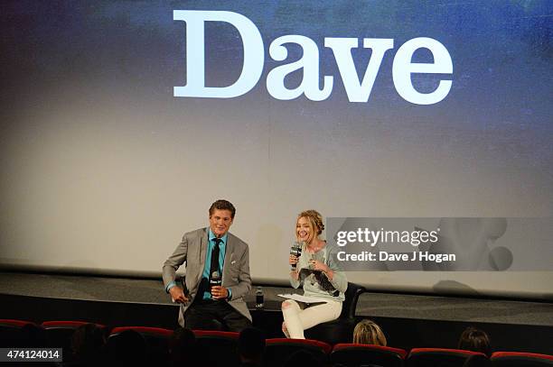 David Hasselhoff is interviewed by Laura Whitmore during the UK screening of "Hoff The Record" at The Empire Leicester Square on May 20, 2015 in...