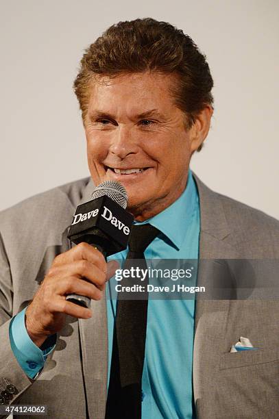 David Hasselhoff is interviewed by Laura Whitmore during the UK screening of "Hoff The Record" at The Empire Leicester Square on May 20, 2015 in...