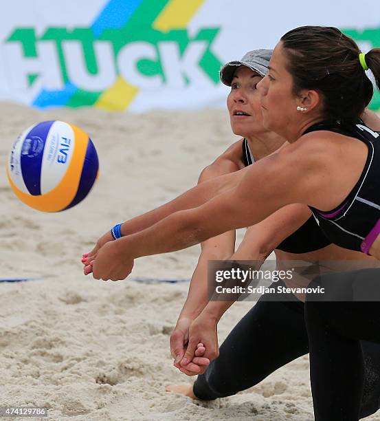 Tea Juric and Dalida Vernier from Croatia in action during the qualification match between Dalida Vernier and Tea Juric of Croatia against Stefanie...