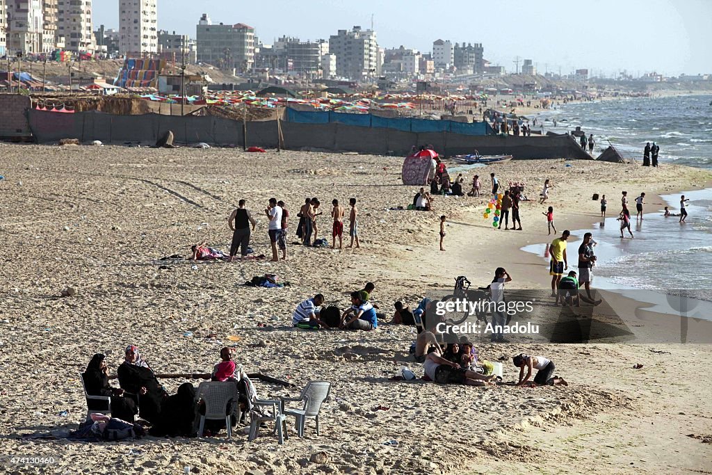 People enjoy a sunny day in Gaza