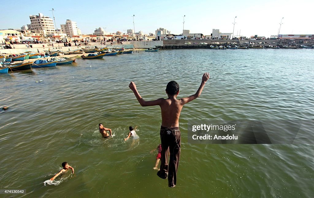 People enjoy a sunny day in Gaza