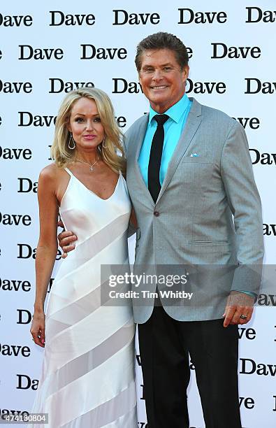 Hayley Roberts and David Hasselhoff attend the UK screening of "Hoff The Record" at Empire Cinema in Leicester Square on May 20, 2015 in London,...