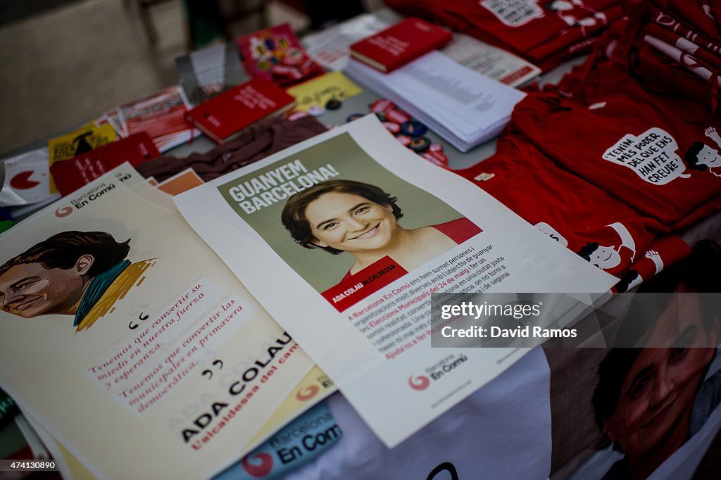 'Barcelona en Comu' Leader Ada Colau Attends Municipal Elections Rally