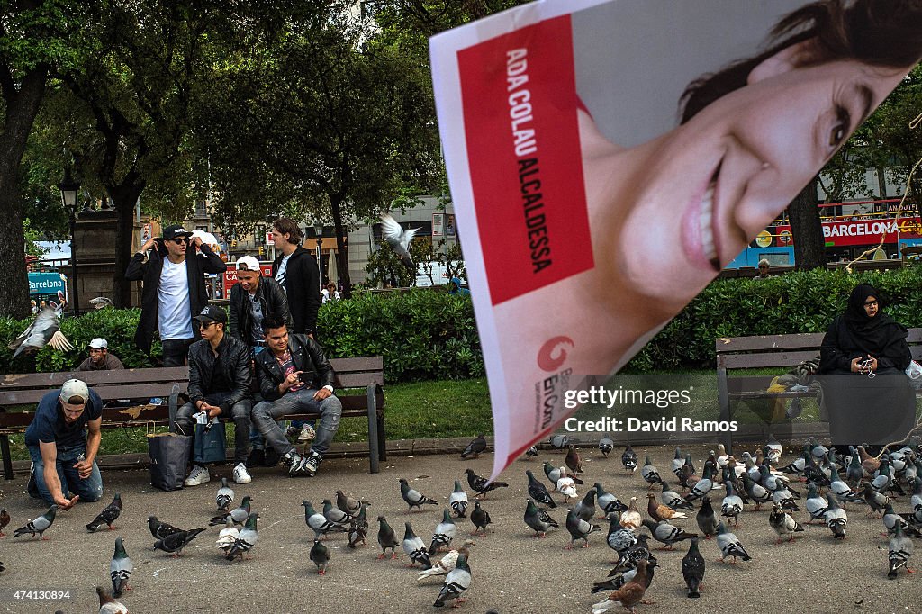 'Barcelona en Comu' Leader Ada Colau Attends Municipal Elections Rally