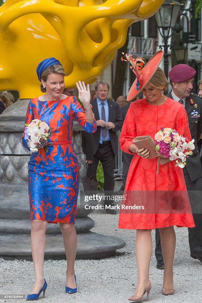Queen Maxima of The Netherlands and Queen Mathilde of Belgium Open Sculpture Exhibition Vormidable