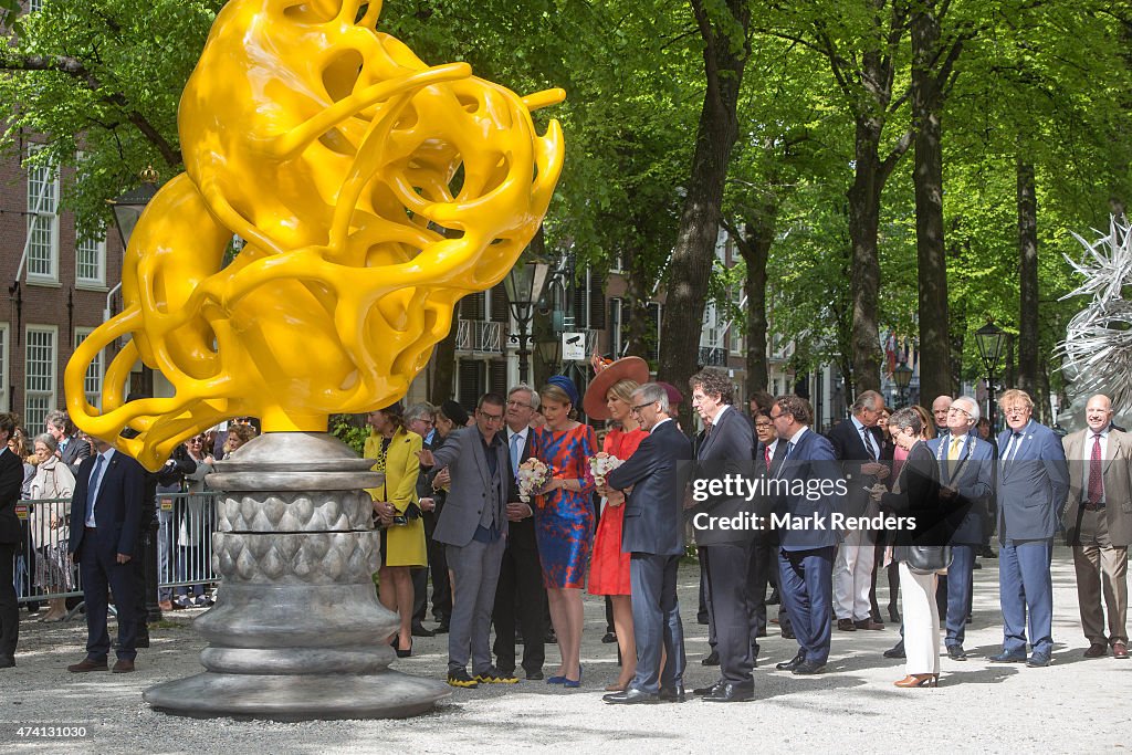 Queen Maxima of The Netherlands and Queen Mathilde of Belgium Open Sculpture Exhibition Vormidable