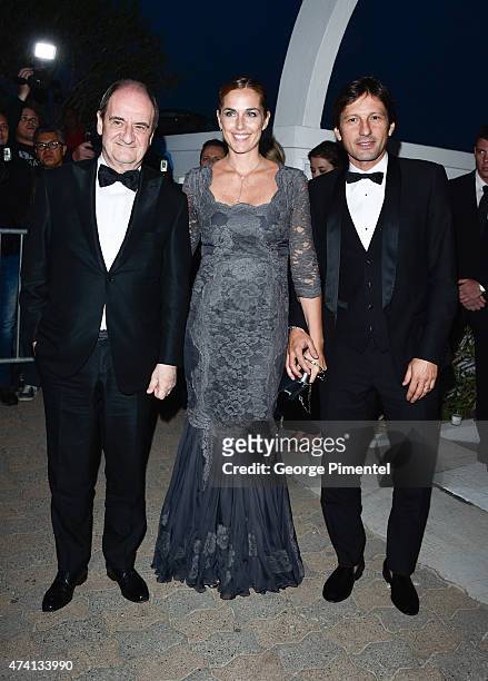 President of Cannes Film Festival Pierre Lescure, Ex- Brazilian Soccer Player Leonardo Nascimento de Araujo and Anna Billo attend the Chanel & Vanity...