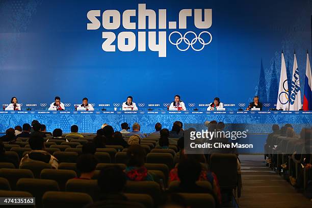 General views as Pyeongchang 2018 Organizing Committee President and CEO Jin-sun Kim talks to the media during a Pyeongchang 2018 Organizing...