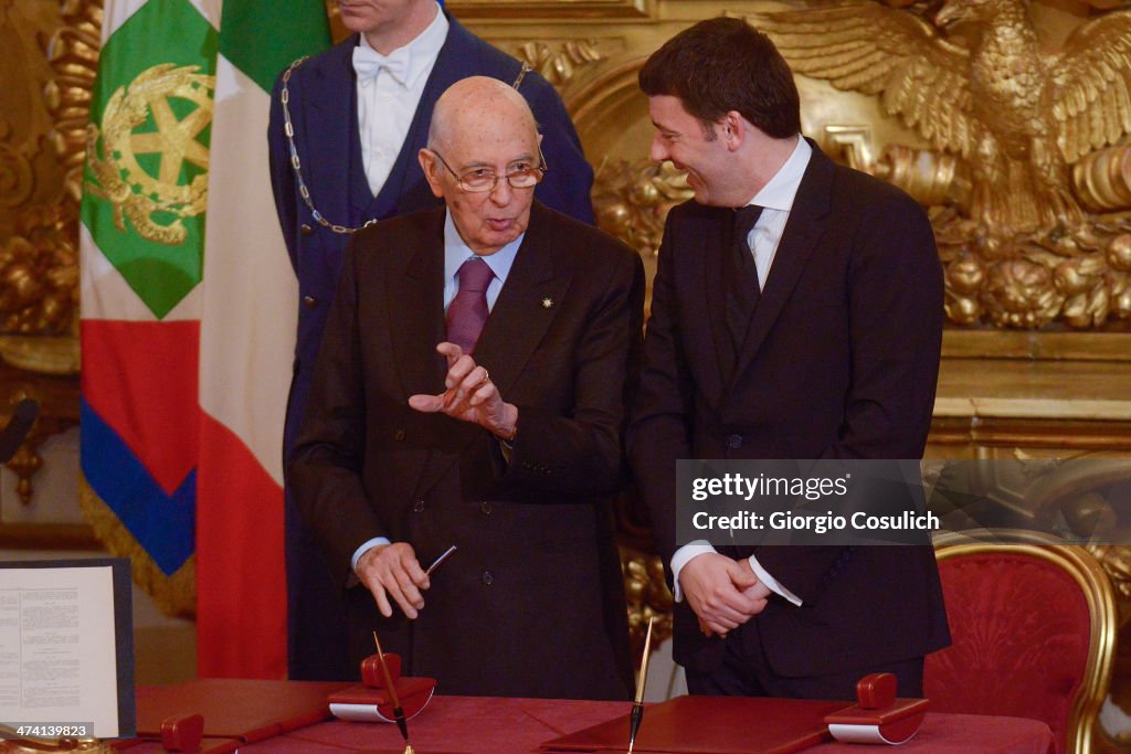 Matteo Renzi Presents His New Government At The Quirinale Presidential Palace