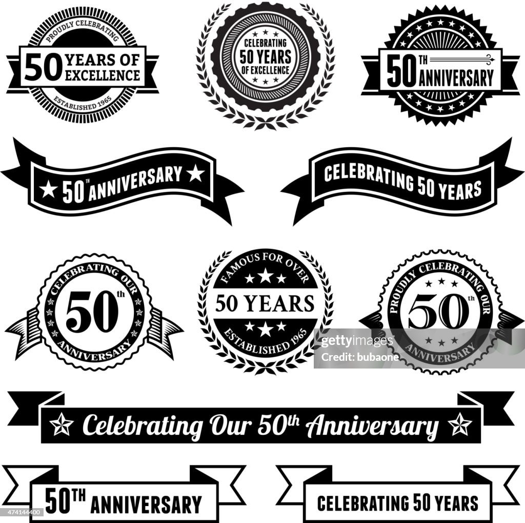 Fifty year anniversary vector badge set royalty free vector background