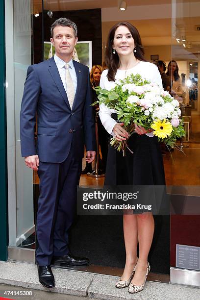 Crown Prince Frederik and Crown Princess Mary of Denmark during the ECCO store opening on May 20, 2015 in Munich, Germany.