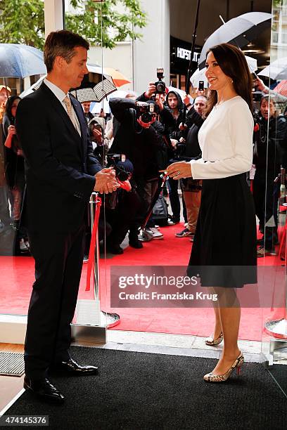 Crown Prince Frederik and Crown Princess Mary of Denmark during the ECCO store opening on May 20, 2015 in Munich, Germany.