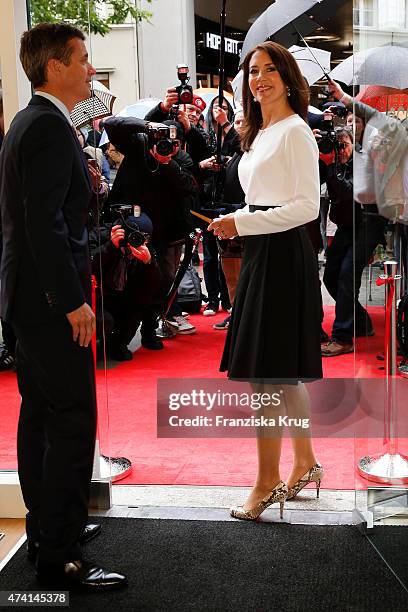 Crown Prince Frederik and Crown Princess Mary of Denmark during the ECCO store opening on May 20, 2015 in Munich, Germany.