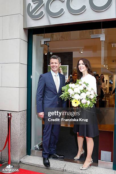 Crown Prince Frederik and Crown Princess Mary of Denmark during the ECCO store opening on May 20, 2015 in Munich, Germany.