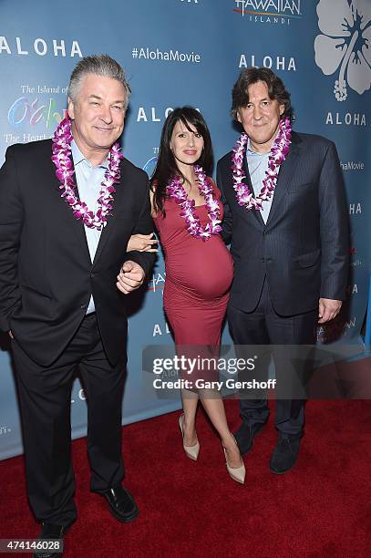 Actor Alec Baldwin, Hilaria Baldwin and director Cameron Crowe attend the "Aloha" New York Screening at Sony Screening Room on May 20, 2015 in New...