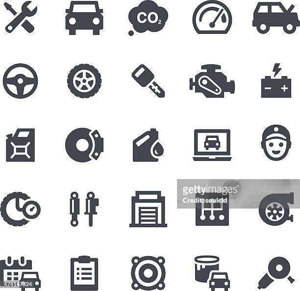 ilustraciones, imágenes clip art, dibujos animados e iconos de stock de auto servicio los iconos - garaje