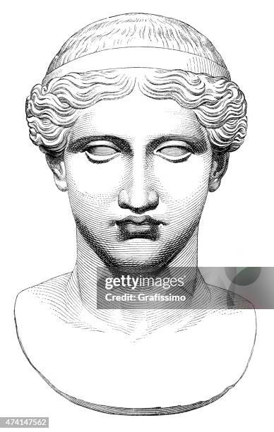 bust of greek goddess hera illustration - hera stock illustrations