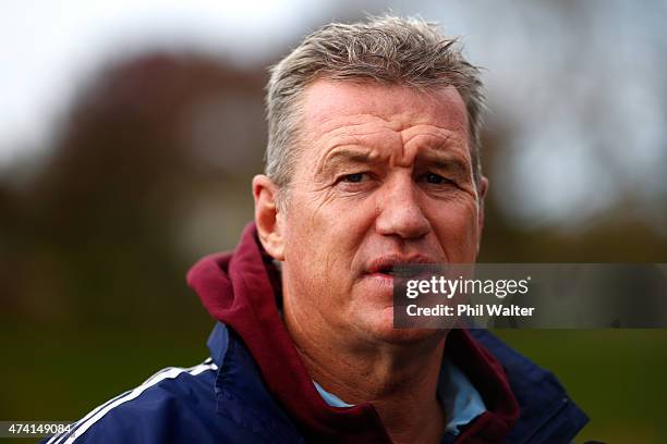 Blues coach Sir John Kirwan during an Auckland Blues Super Rugby training session at Unitec on May 21, 2015 in Auckland, New Zealand.