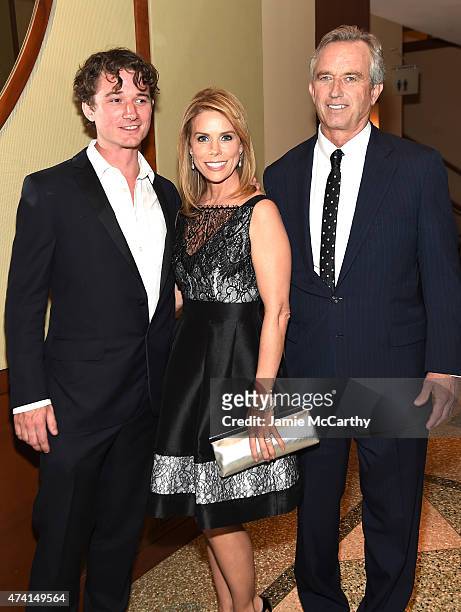 Bobby Kennedy III, Cheryl Hines and Robert Kennedy Jr attend the 2015 Riverkeeper Fishermen's Ball at Pier Sixty at Chelsea Piers on May 20, 2015 in...