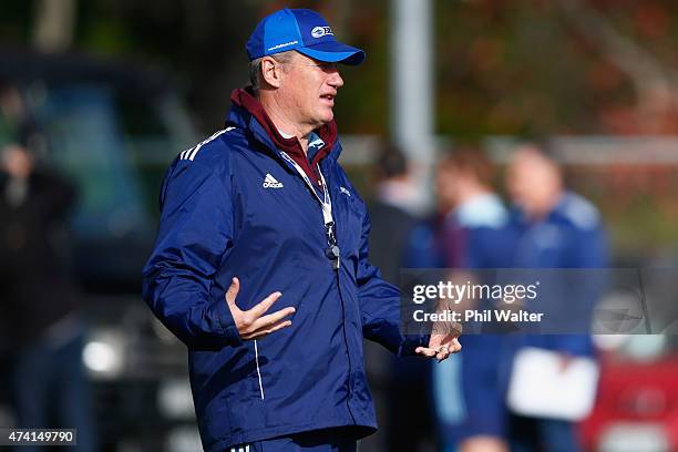 Blues coach Sir John Kirwan during an Auckland Blues Super Rugby training session at Unitec on May 21, 2015 in Auckland, New Zealand.