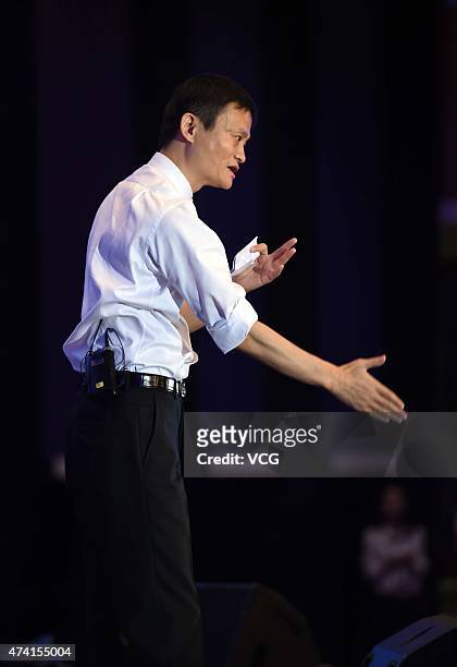 Jack Ma, Executive Chairman of Alibaba Group, speaks during the Global Women Entrepreneurs Conference on May 20, 2015 in Hangzhou, Zhejiang province...