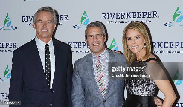 Robert F. Kennedy Jr, tv personality Andy Cohen and Cheryl Hines attend the 2015 Riverkeeper Fishermen's Ball at Pier Sixty at Chelsea Piers on May...
