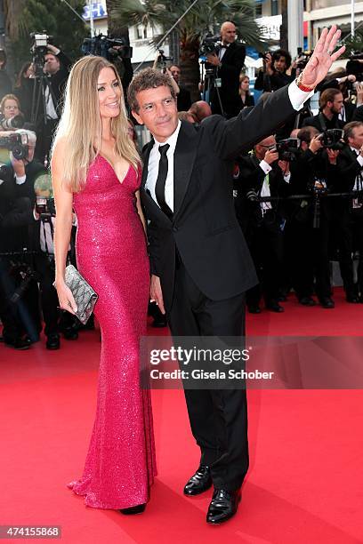 Nicole Kempel and her boyfriend Antonio Banderas attend the Premiere of "Sicario" during the 68th annual Cannes Film Festival on May 19, 2015 in...