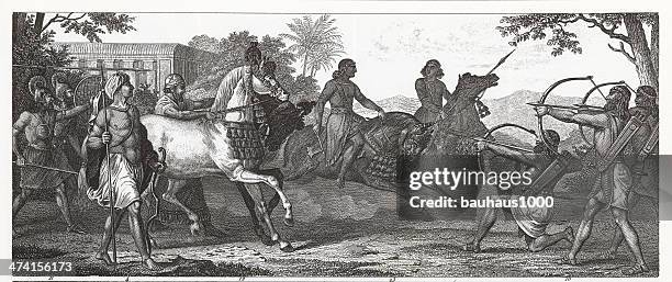 stockillustraties, clipart, cartoons en iconen met ancient syrians engraving - sect