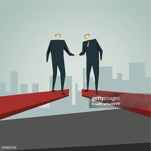 handshake - skyline stock illustrations