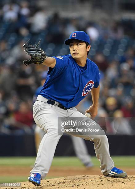 Tsuyoshi Wada of the Chicago Cubs pitches during the second inning of a baseball game against the San Diego Padres at Petco Park May 20, 2015 in San...