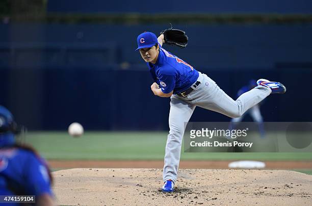 Tsuyoshi Wada of the Chicago Cubs pitches during the first inning of a baseball game against the San Diego Padres at Petco Park May 20, 2015 in San...
