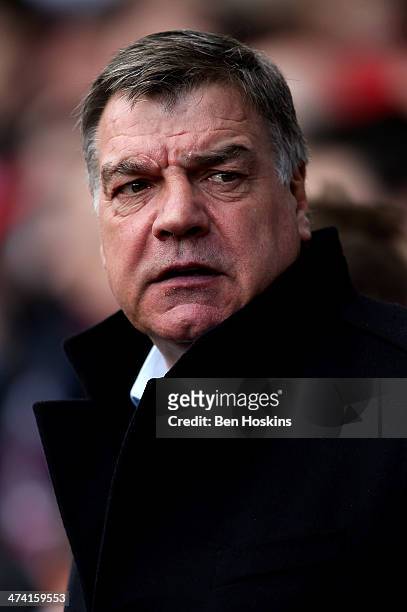 West Ham manager Sam Allardyce looks on prior to the Barclays Premier League match between West Ham and Southampton at Boleyn Ground on February 22,...