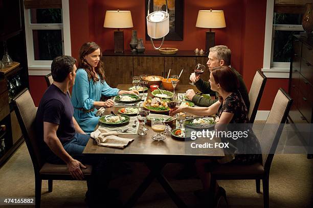 Ethan and Beverly have dinner with Kate and Harold in the "Don't Discuss Your Life Before" episode of WAYWARD PINES airing Thursday, May 21, 2015 on...