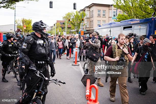 seattle protest - seattle police stock pictures, royalty-free photos & images