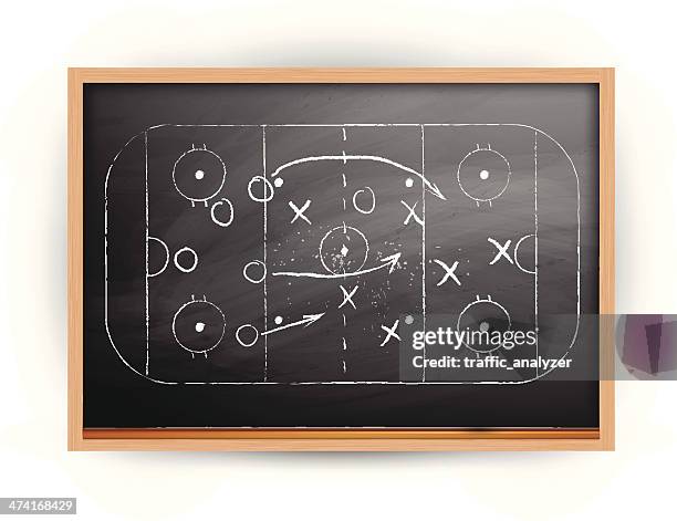hockey play over black chalkboard - hockey rink stock illustrations
