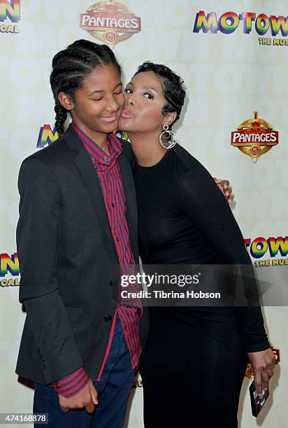 Toni Braxton and her son Diezel Ky Braxton-Lewis attend 'Motown The Musical' opening night at the Pantages Theatre on April 30, 2015 in Hollywood,...