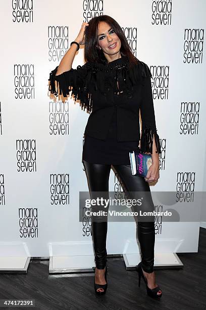 Maria Grazia Cucinotta attends the Maria Grazia Severi presentation as part of Milan Fashion Week Womenswear Autumn/Winter 2014 on February 22, 2014...