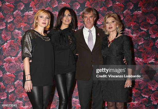 Francesca Severi, Maria Grazia Cucinotta, Riccardo Masetti and Maria Grazia Severi attend the Maria Grazia Severi presentation as part of Milan...