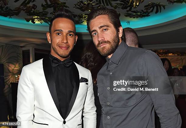 Lewis Hamilton and Jake Gyllenhaal attend the Chopard - Annabel's in Cannes party at the Martinez Hotel on May 20, 2015 in Cannes, France.