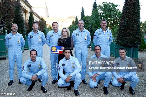 President of the Versailles Castle, Catherine Pegard and Pilots of the 'Patrouille de France' enjoy a Martell cocktail at the Martell 300th...