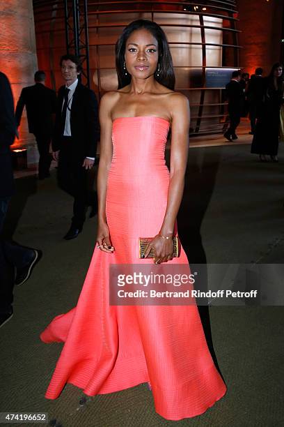 Actress Naomie Harris enjoys a Martell cocktail at the Martell 300th anniversary event, held at the Palace of Versailles on May 20, 2015 in...