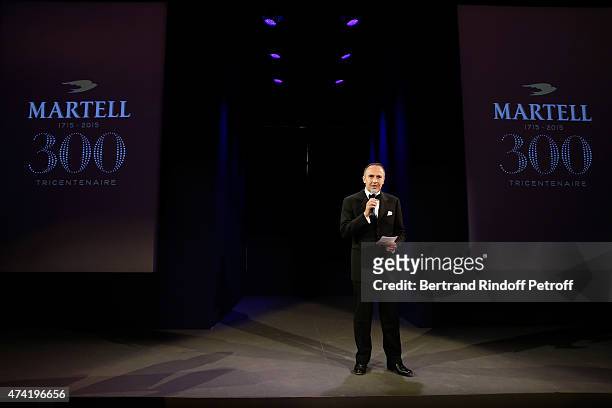 Martell CEO and Chairman, Philippe Guettat welcomes guests during the Martell cocktail at the Martell 300th anniversary event, held at the Palace of...