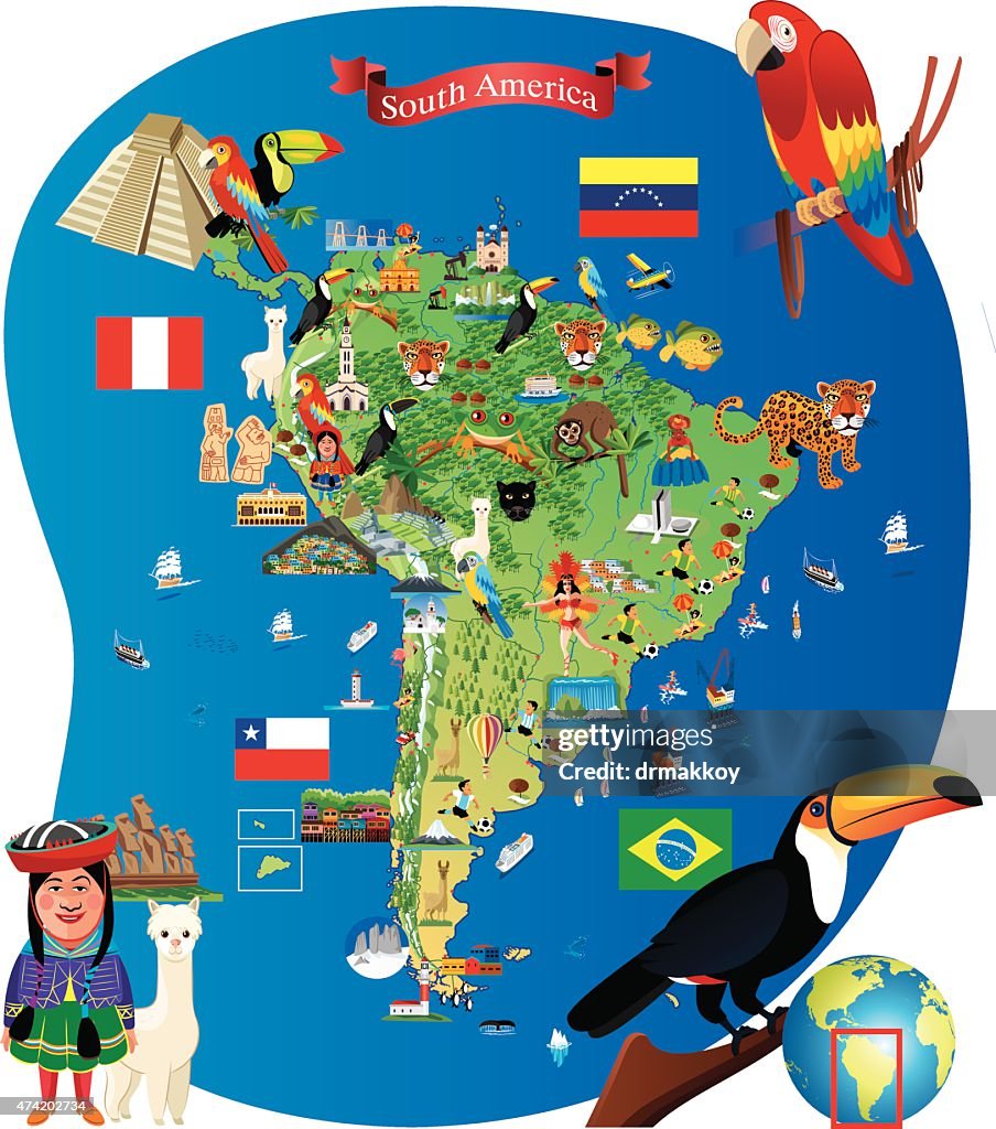 South America Cartoon Map