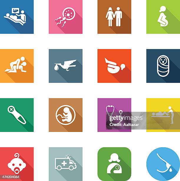 stockillustraties, clipart, cartoons en iconen met flat icons - pregnancy - woman flat chest