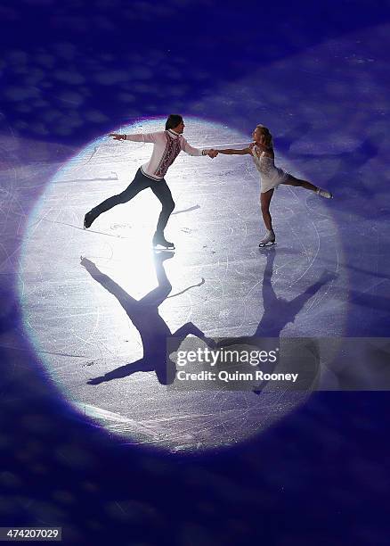 Tatiana Volosozhar and Maxim Trankov of Russia perform during the Figure Skating Exhibition Gala on Day 15 of the Sochi 2014 Winter Olympics at...