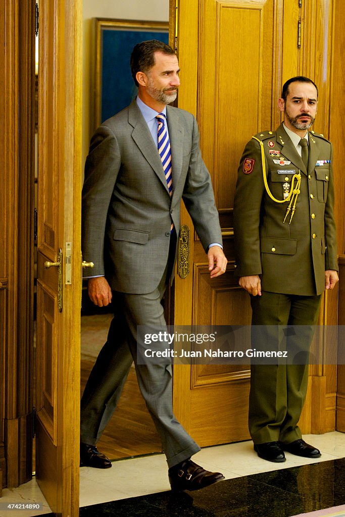 King Felipe VI of Spain Attends Audiences in Madrid