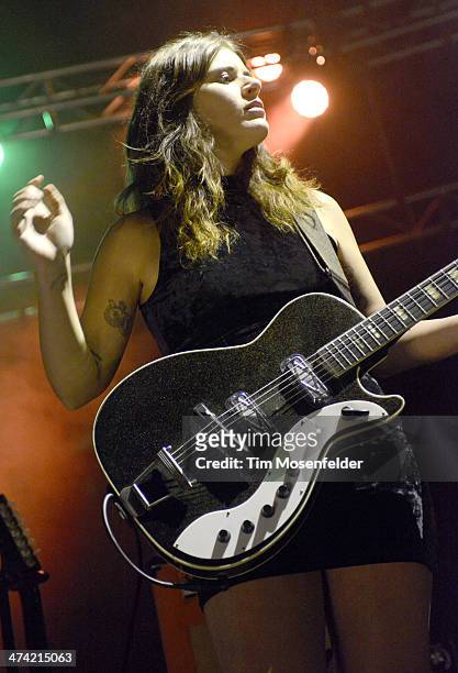 Bethany Cosentino of Best Coast performs in support of the band's "Fade Away" release at The Fox Theatre on February 21, 2014 in Oakland, California.